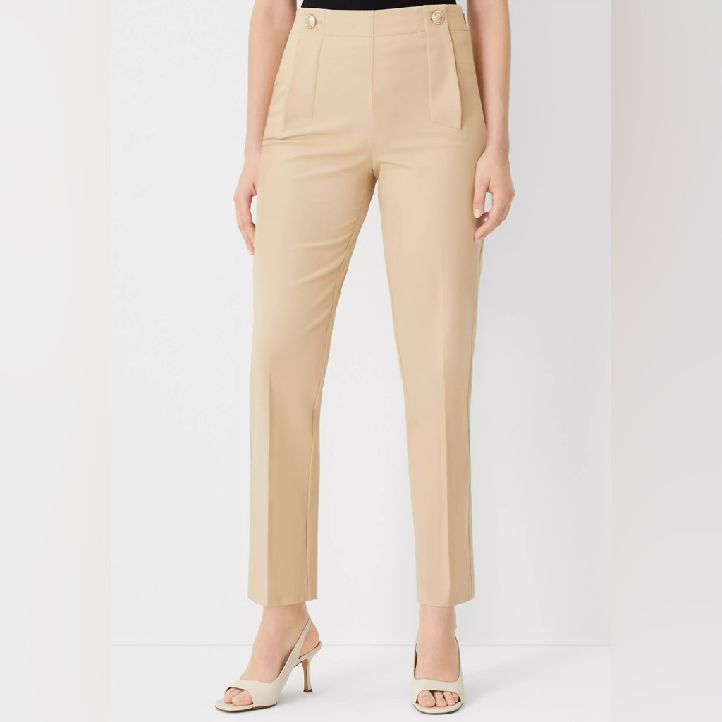 Nwt Ann Taylor The Pencil Sailor Pant In Twill Curvy Fit Color Bagnette